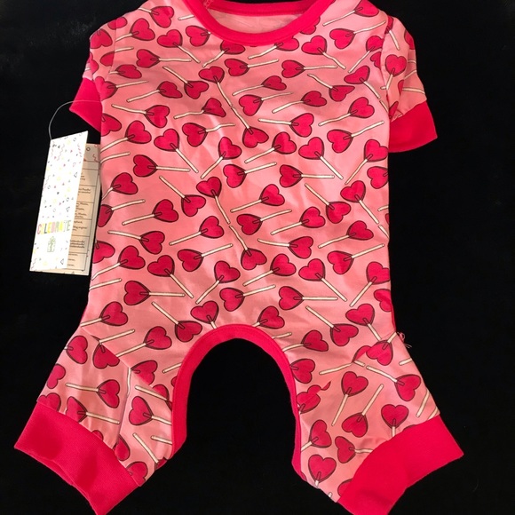🆕 Valentines Hotel Doggy Dog Onesie Pink Heart Sucker All Over Print PJs - Picture 4 of 12